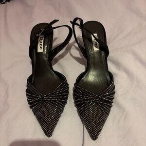 Dune London Black Strappy Heels with Studded Design